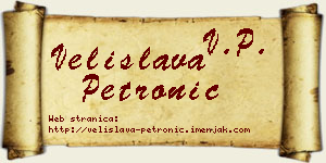Velislava Petronić vizit kartica